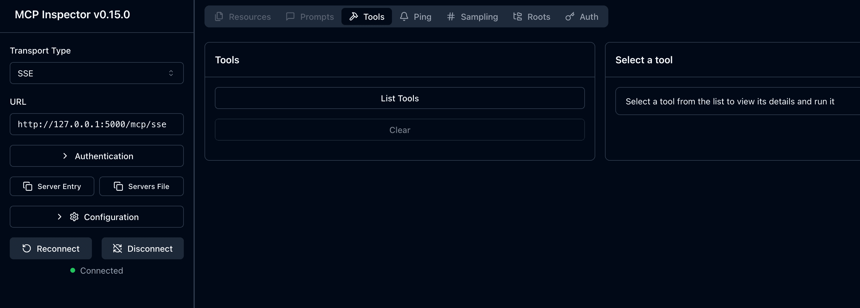 MCP Inspector with
Toolbox