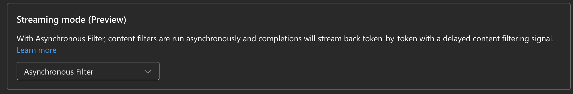 Azure OpenAI Studio - streaming mode