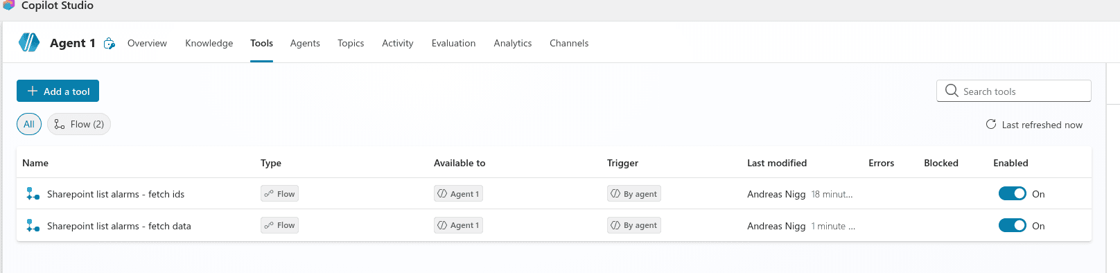 Agent tools overview