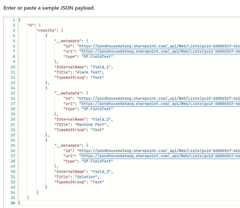 Create schema from sample