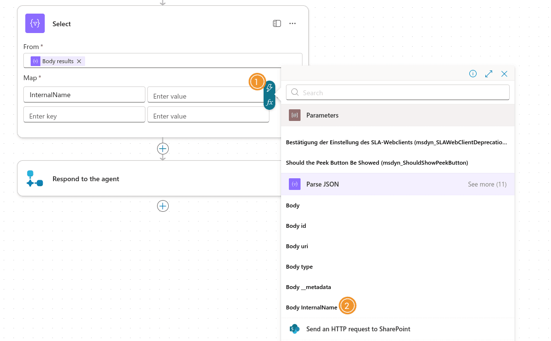 Map internal name and title