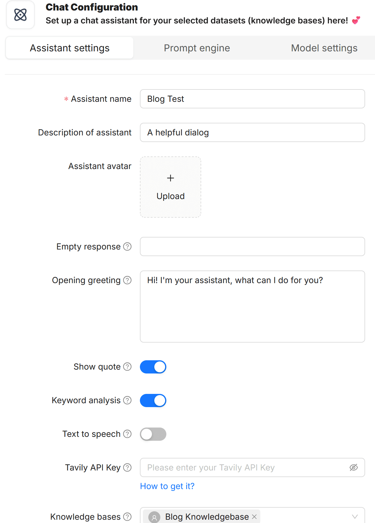 RAGFlow Chat Configuration