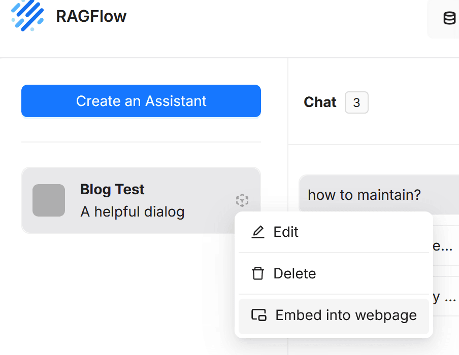 Embed RAGFlow Chat