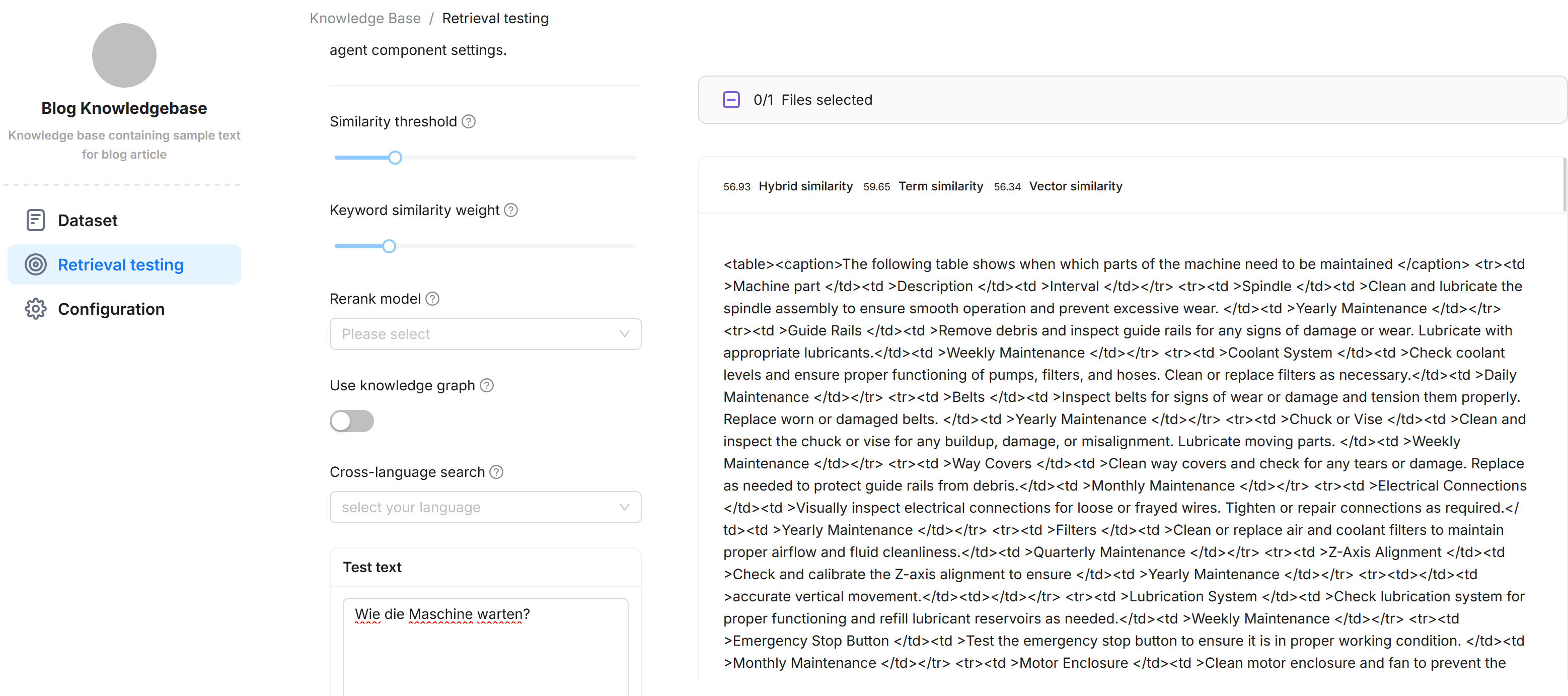 RAGFlow Retrieval Testing